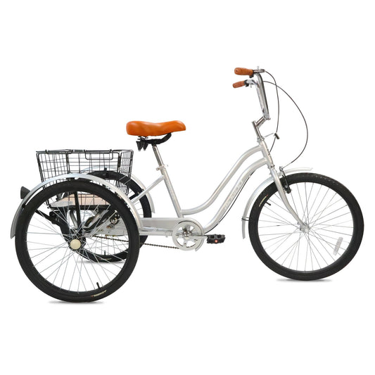 Mogoo - Hauler Single Speed Adult Tricycle - 24 inch - Silver - Marah Kids