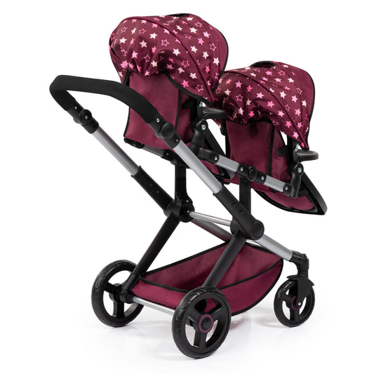 Bayer - Baby Doll Xeo Twin Pram For Two Dolls With Basket & Bag - Marah Kids