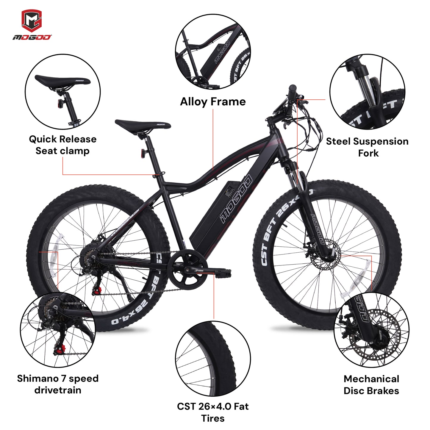Mogoo Orion 2.0 26" E-Fat Bike Midnight
