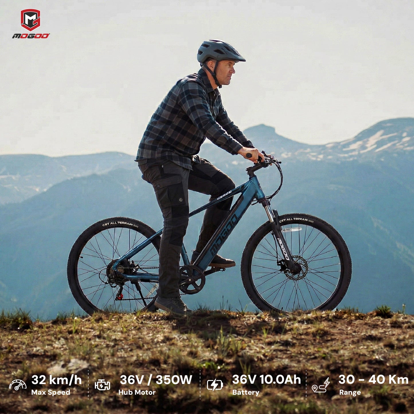 Mogoo - E6000 2.0 26" E-Mountain Bike - Blue