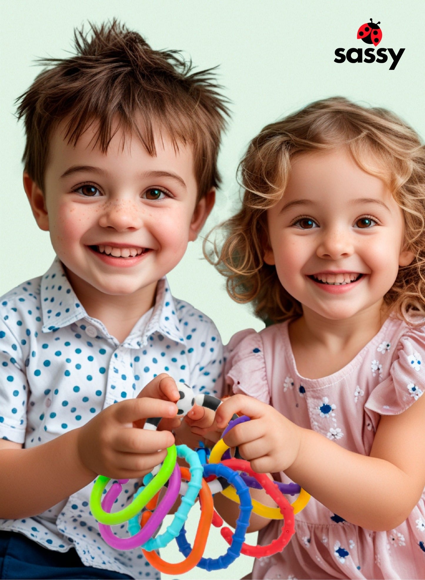 9 - Piece Sensory Baby Links - Colorful, BPA - Free, Safe for Teething, Textured for Developmental Play - Marah Kids