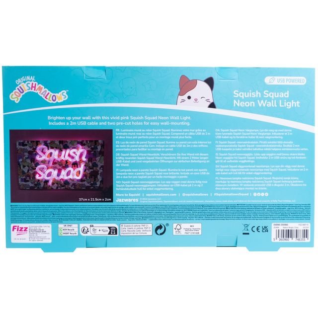 Fizz Creation Squishmallows Squish Squad Neon Wall Light Usb Powered - Marah Kids