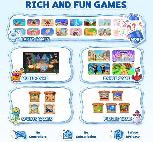 Kinhank MotionX Active Motion Game Console – 39 Motion Games, Plug & Play Family Fun - Marah Kids