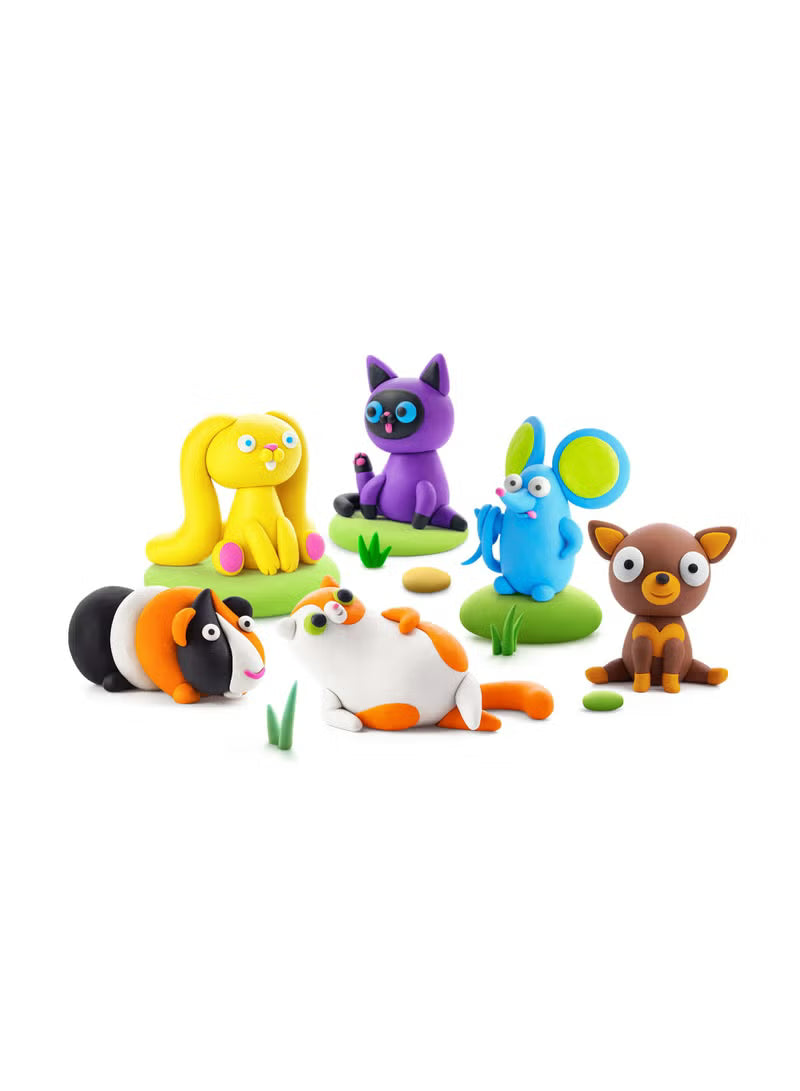 Hey Clay - Fluffy Pets PERSIAN CAT Colourful modelling air-dry clay, 3 cans with fun interactive app for kids 3 years