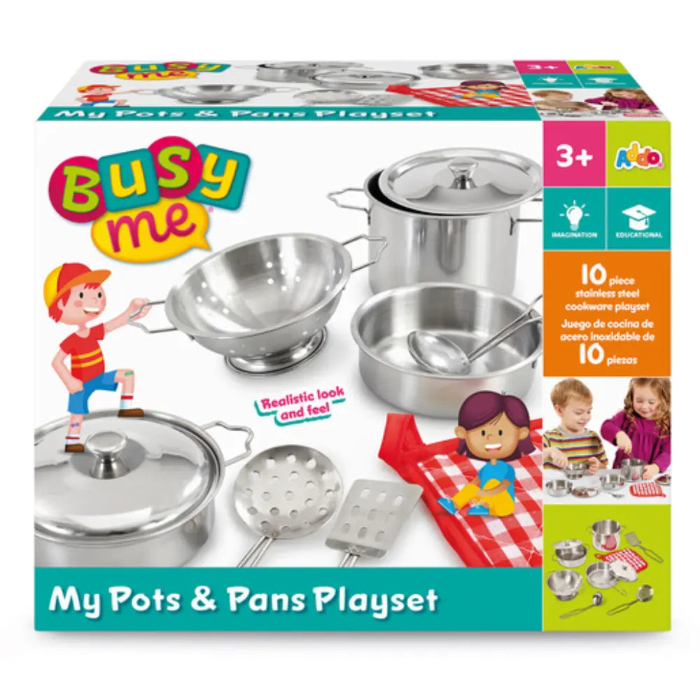 Addo Busy Me My Pots and Pans Playset, Pretend Toy, Role Play for Kids