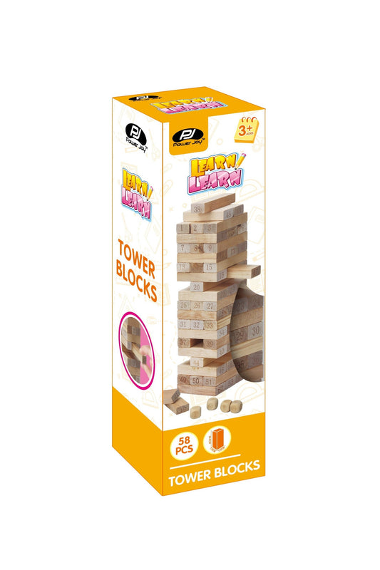 Power Joy Tower Blocks 54 pieces with 4 Dices