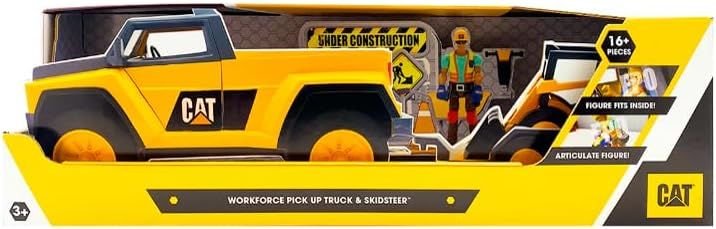 CAT WorkForce Skidsteer & Pick - Up Truck Crew Set Playset - Marah Kids