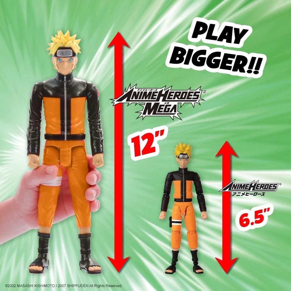 Bandai Anime Heroes Naruto Shippuden Naruto Uzumaki 12” Mega Action Figure - Marah Kids