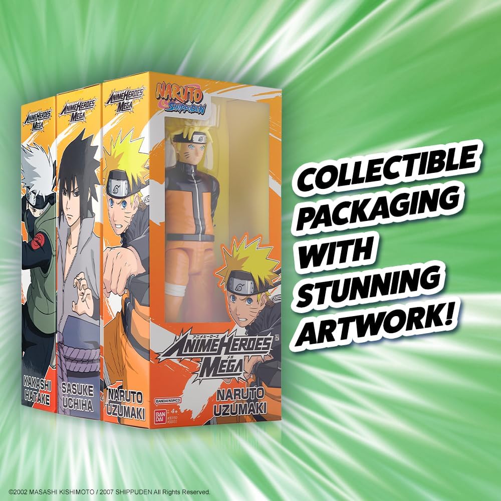 Bandai Anime Heroes Naruto Shippuden Sasuke Uchiha 12” Mega Action Figure - Marah Kids