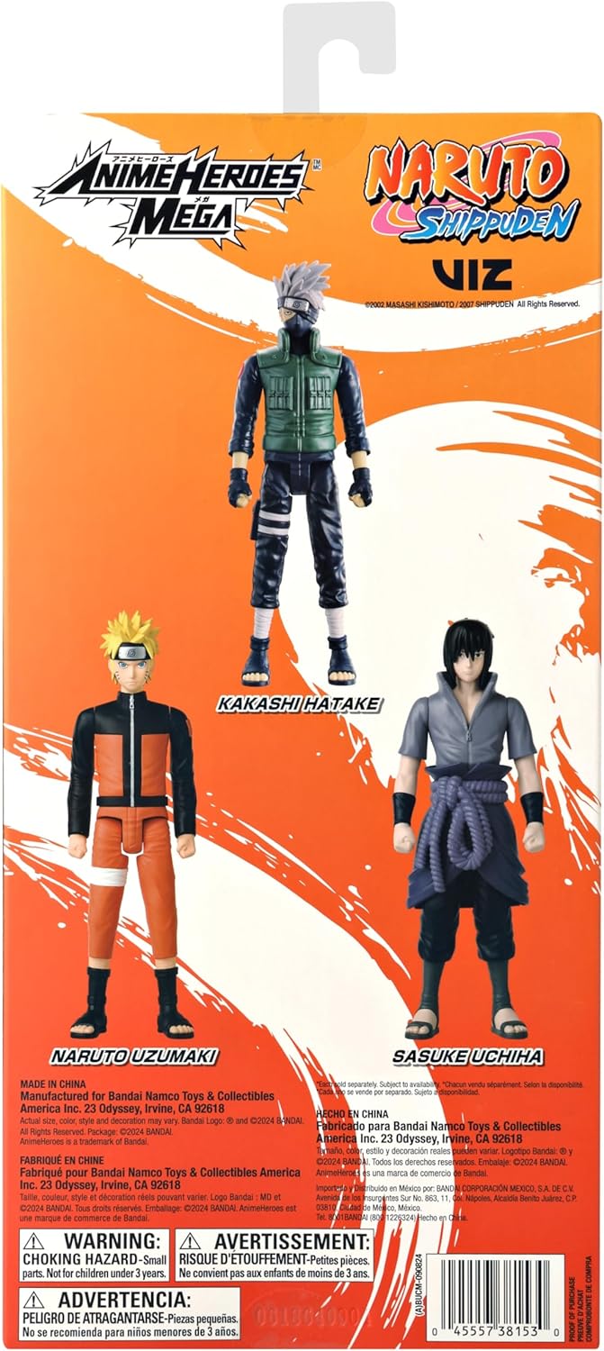 Bandai Anime Heroes Naruto Shippuden Kakashi Hatake 12” Mega Action Figure - Marah Kids