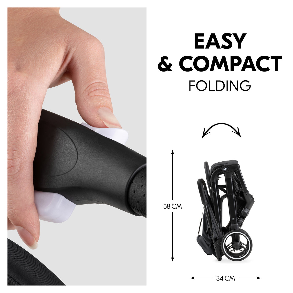 Hauck Travel N Care Plus - Travel Buggy with Reclining Function, Small Foldable - Black