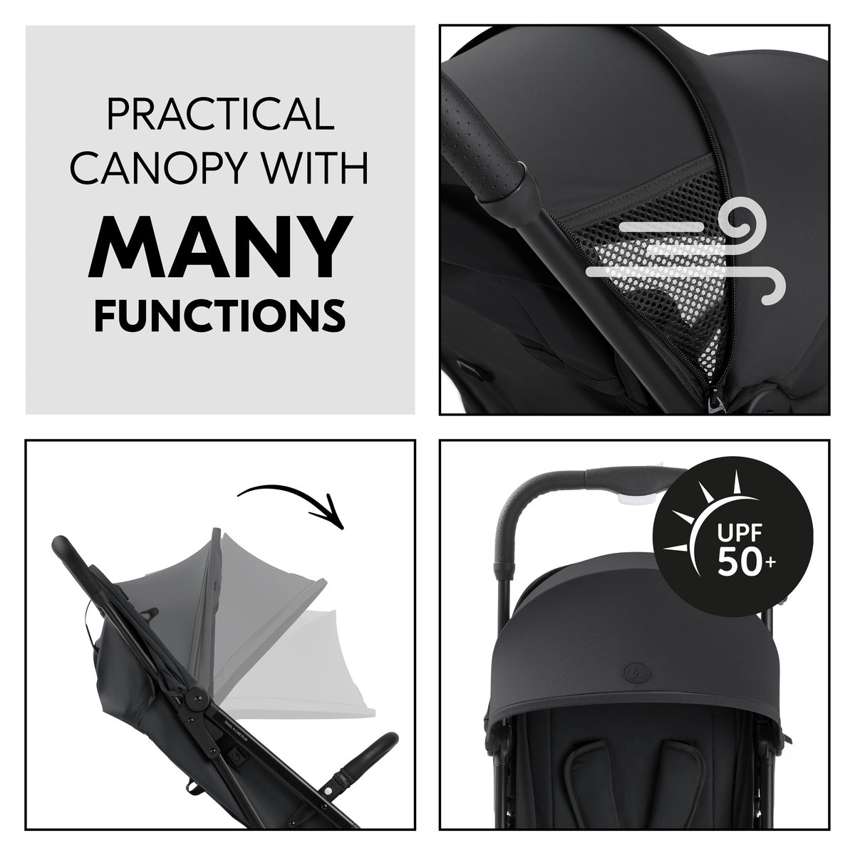 Hauck Travel N Care Plus - Travel Buggy with Reclining Function, Small Foldable - Black