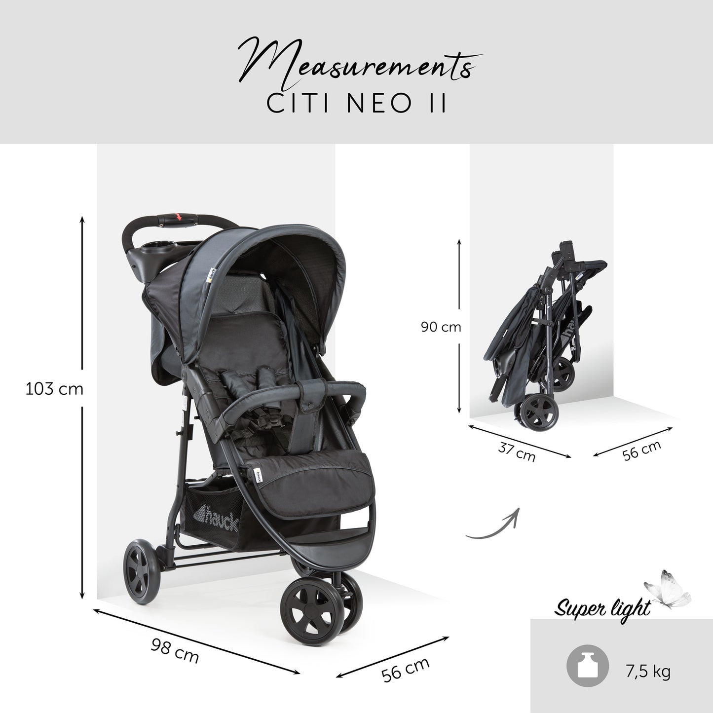 Hauck - Jogging stroller Citi Neo II - Caviar/Stone
