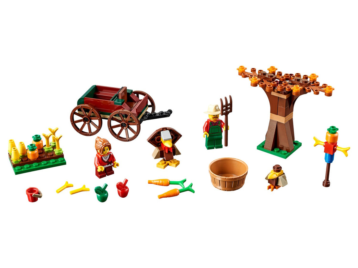LEGO Thanksgiving Harvest 40261 completed harvest scene with figures and cart