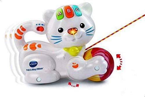 VTech Pull & Play Kitten, Interactive Baby Toy with Lights & Music,Push & Pull Gift for Infants 6, 9, 12 months +, English version - Marah Kids