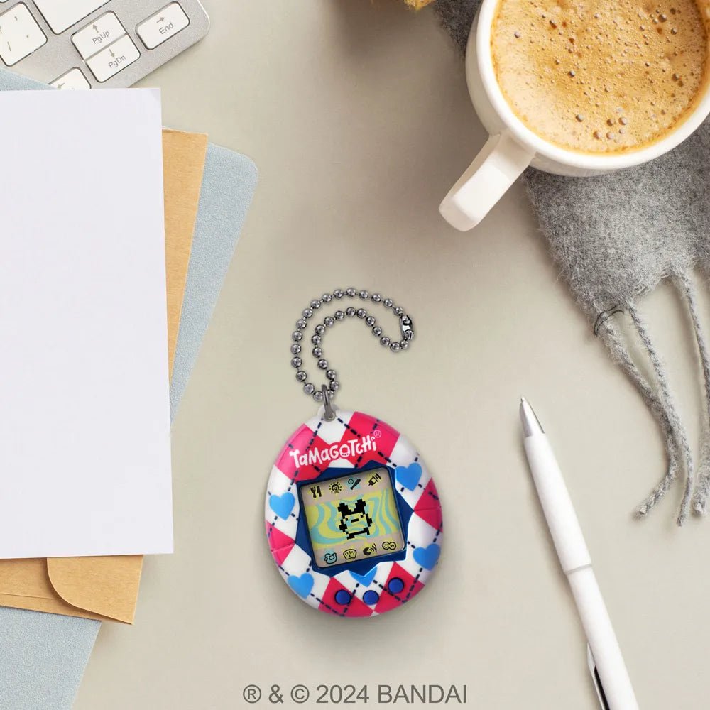 Bandai Tamagotchi Original Argyle Heart Design Electronic Pet, Battery Operated - Marah Kids