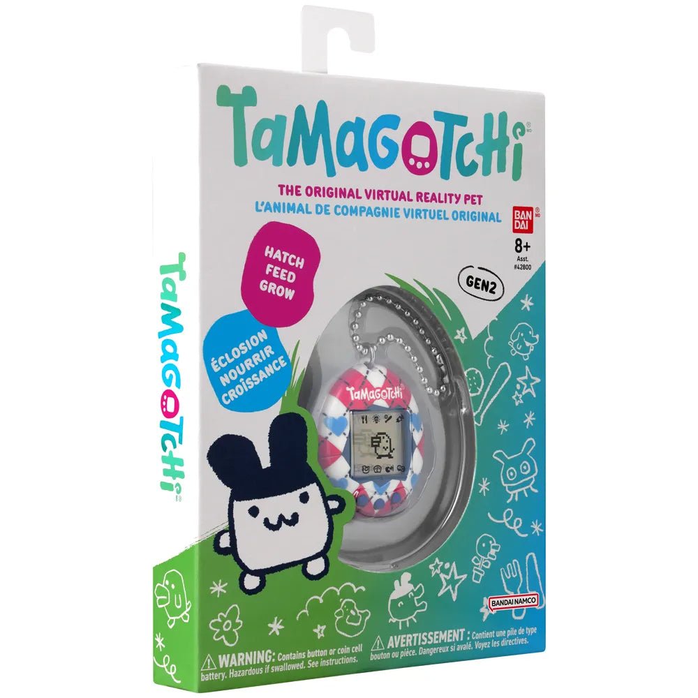 Bandai Tamagotchi Original Argyle Heart Design Electronic Pet, Battery Operated - Marah Kids