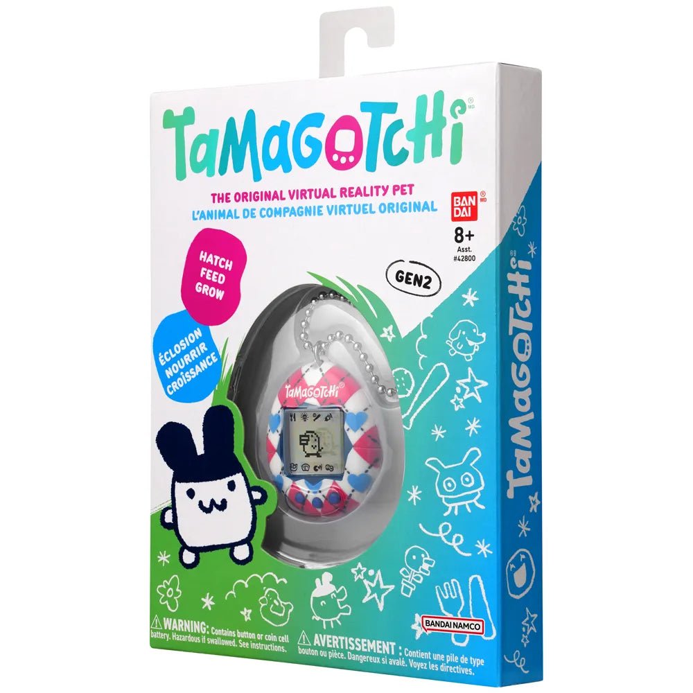 Bandai Tamagotchi Original Argyle Heart Design Electronic Pet, Battery Operated - Marah Kids