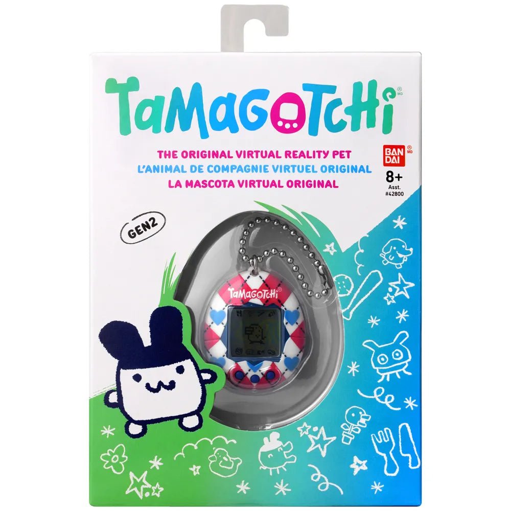 Bandai Tamagotchi Original Argyle Heart Design Electronic Pet, Battery Operated - Marah Kids