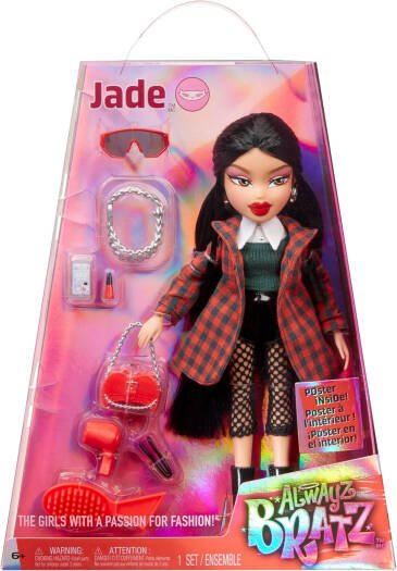 Bratz - Always Jade Fashion Doll with 10 Accessories and Poster - Multicolour| Comes with fashionable extras such as a handbag, jewelry, sunglasses, and more | Stylish box design, great for display or gifting | Collectible Packaging | Ages 6 + up - Marah Kids