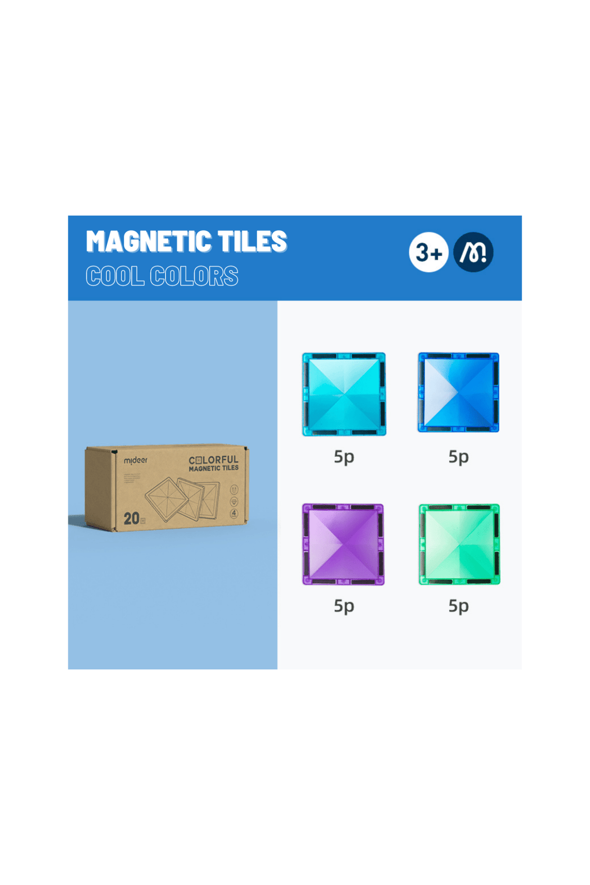 Color Magic Tiles Buy Magnetic Tiles - Cool Colors - 20 Pcs Online in UAE | Marah Kids