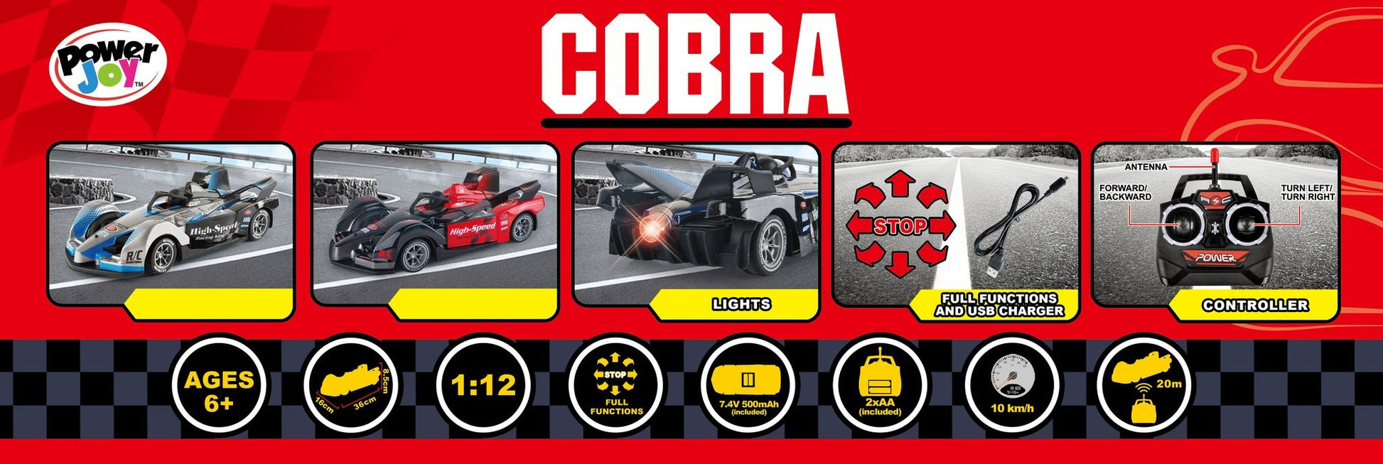 Power Joy Rc Cobra With Lights - Marah Kids