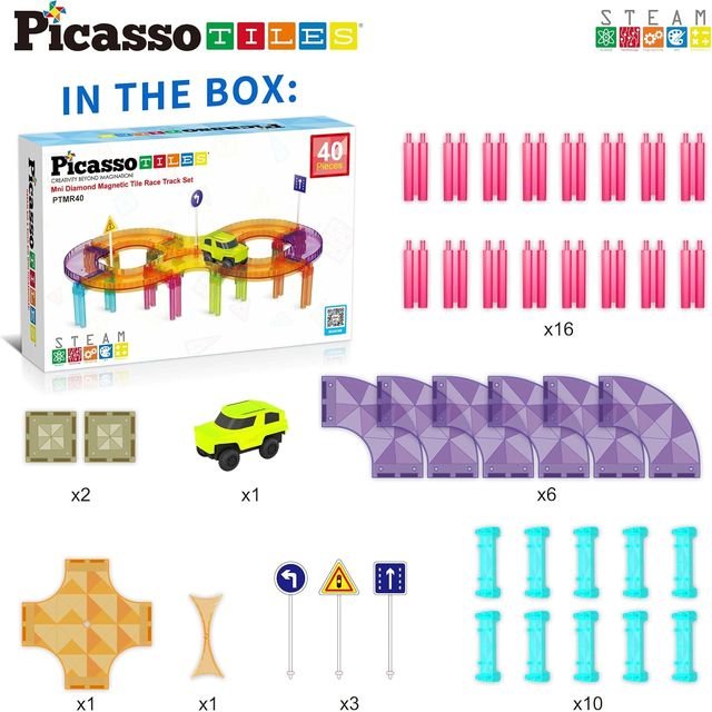 Picasso Magnetic Mini Diamond Race Track Set 40 - pieces - Marah Kids