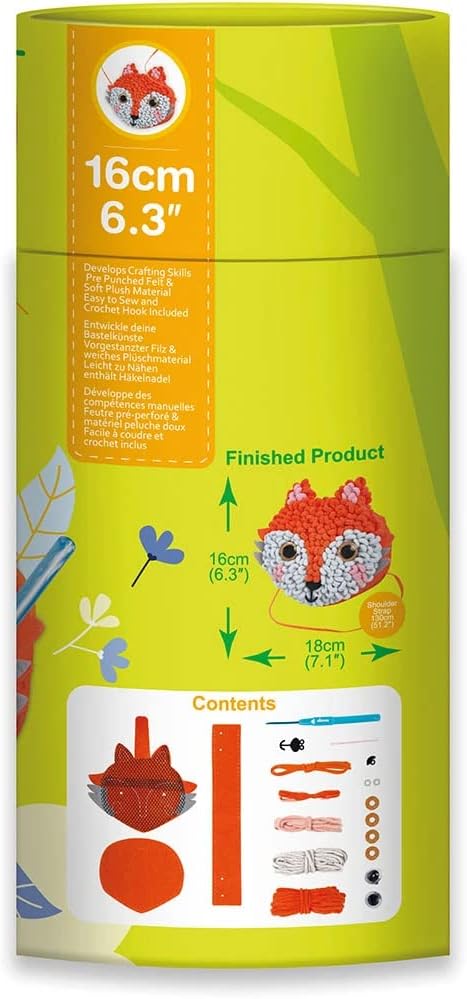 Avenir Loopie Fun – My First Plush Bag Kit is suitable for children ages 3 and above. Enjoy learning to sew with this kit which includes everything you need, felt, thick soft yarn, crochet hook and step by step instrucutions. - Marah Kids