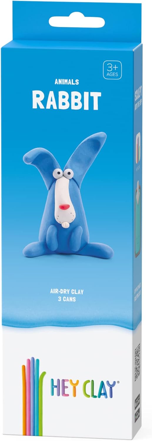 HEY CLAY – DIY Rabbit Plastic Creative Modelling Air - Dry Clay For Kids 3 Cans - Marah Kids