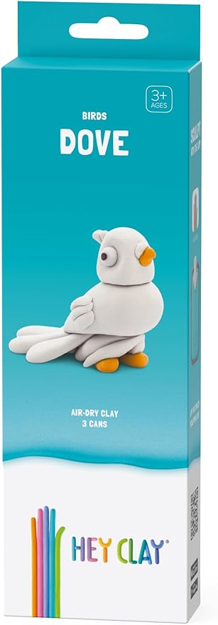 HEY CLAY – DIY Dove Plastic Creative Modelling Air - Dry Clay For Kids 3 Cans - Marah Kids