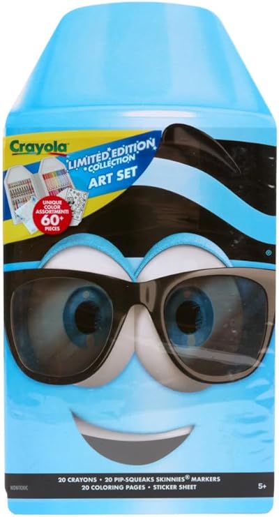 Crayola Blue Limited Edition Art Case – Collectible Set with Retired & Classic Crayons, Pip - Squeaks Markers, Coloring Pages & Stickers | Portable Kids Art Kit & Gift for Creative Fun - Marah Kids