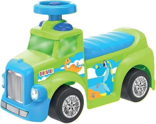 My First Foot to Floor Dino – Multicolour | Toddler Walker Foot to Floor Slider | Hidden Storage Space, Moveable Steering Wheel & Squeaky Horn | Pre - School & Nursery Walking Aid | Ages 1+ - Marah Kids