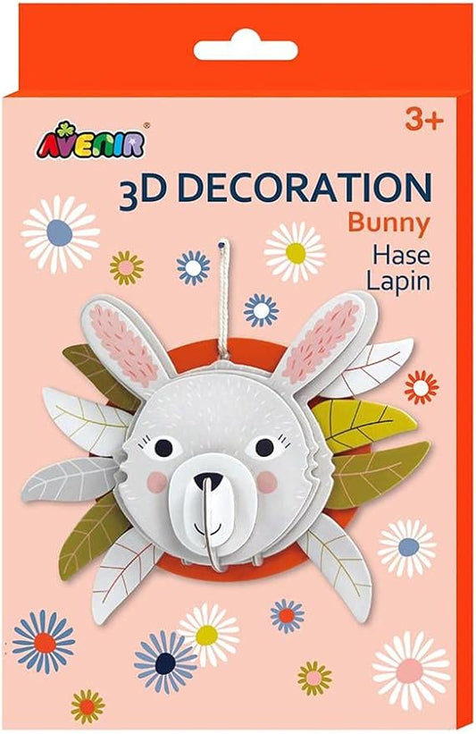 Avenir 3D Decoration - Bunny Kit | Turn Your Wall into a Zoo! Create 3D Decorations with Pre - Cut Cardboard Puzzle Pieces | Thoughtful and Creative Gift Option for Kids 3+ - Marah Kids