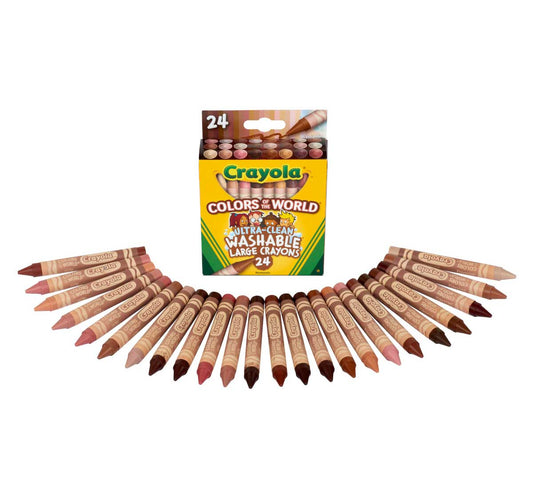 Crayola 24 Ct Large Ultra - Clean Washable Crayons, Colors of the World - Marah Kids