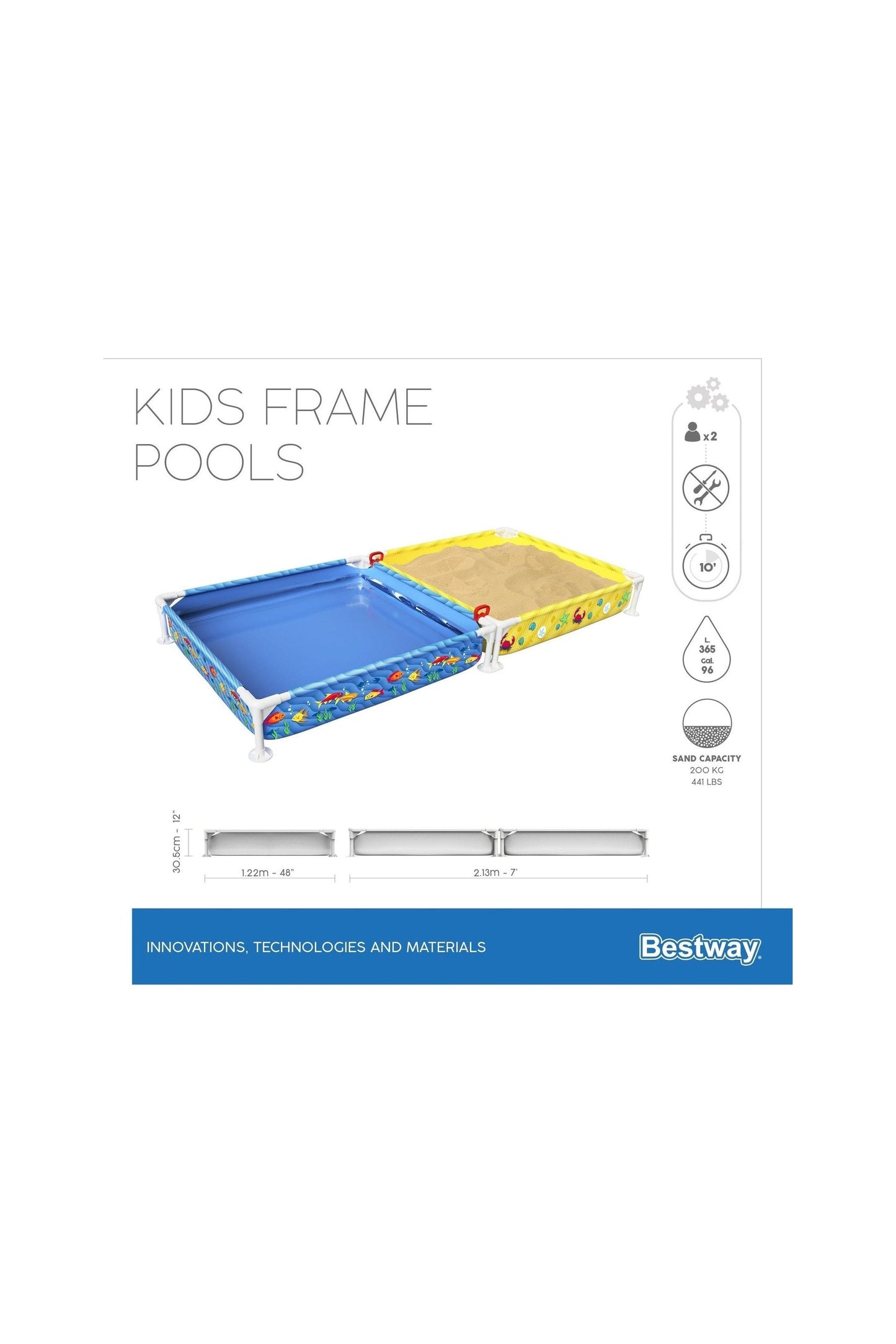 حوض سباحة بإطار وحفرة رملية من Bestway مقاس 213×122×305 سم