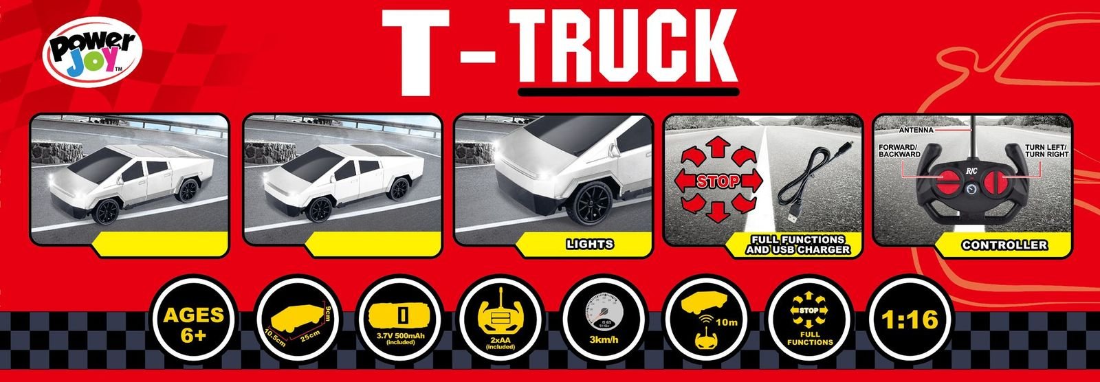 Power Joy RC T - Truck 2.7G With Lights 1/16 - Marah Kids