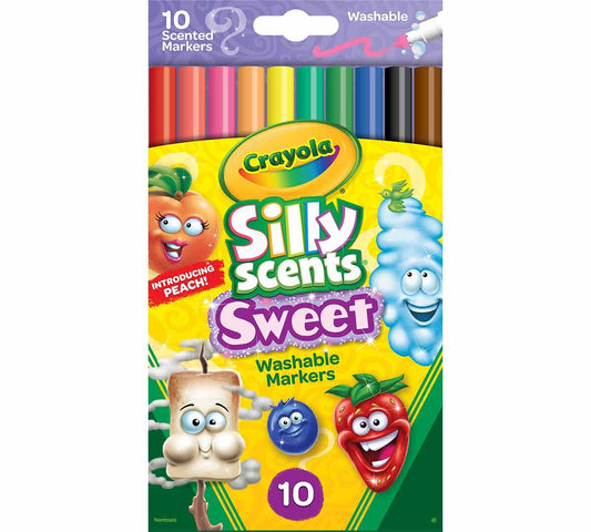 Crayola - Silly Scents Slim Scented Washable Markers | 10 Aromatic Markers for Kids' Artwork - Scribble and Sniff, Drawing Fun | Non - Toxic, Suitable for Ages 3+ - Marah Kids