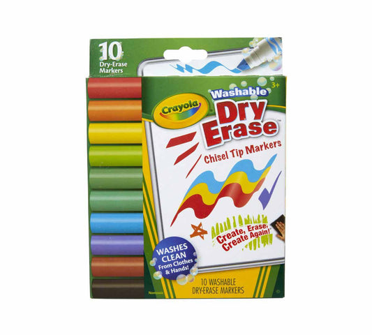 Crayola 10 Ct Wedge Tip Dry - Erase Markers, Washable - Marah Kids