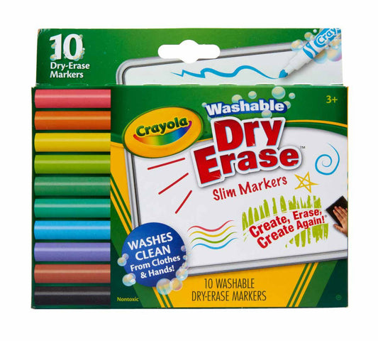Crayola 10 Ct Slim Dry - Erase Markers, Washable - Marah Kids