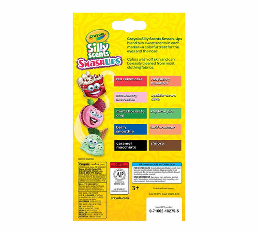 Crayola 10 Ct Silly Scents Smash Ups, Slim Washable Markers - Marah Kids