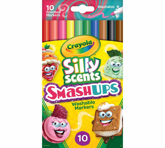 Crayola 10 Ct Silly Scents Smash Ups, Slim Washable Markers - Marah Kids
