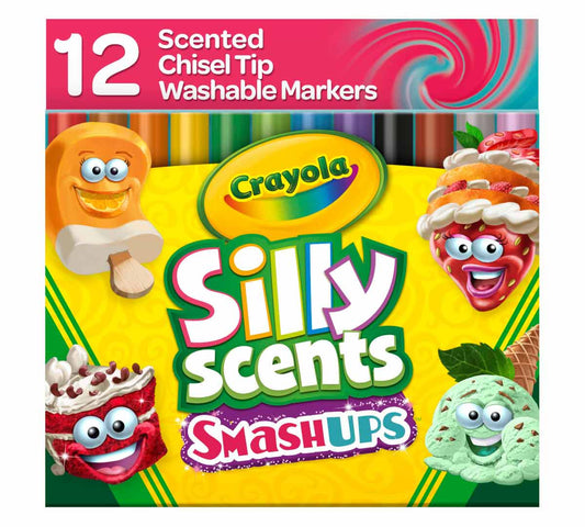 Crayola 12 Ct Silly Scents Smash Ups, Wedge Tip Scented Washable Markers - Marah Kids