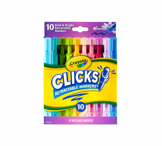 Crayola 10 Ct Washable CLICKS Retractable Markers, Bold & Bright - Marah Kids