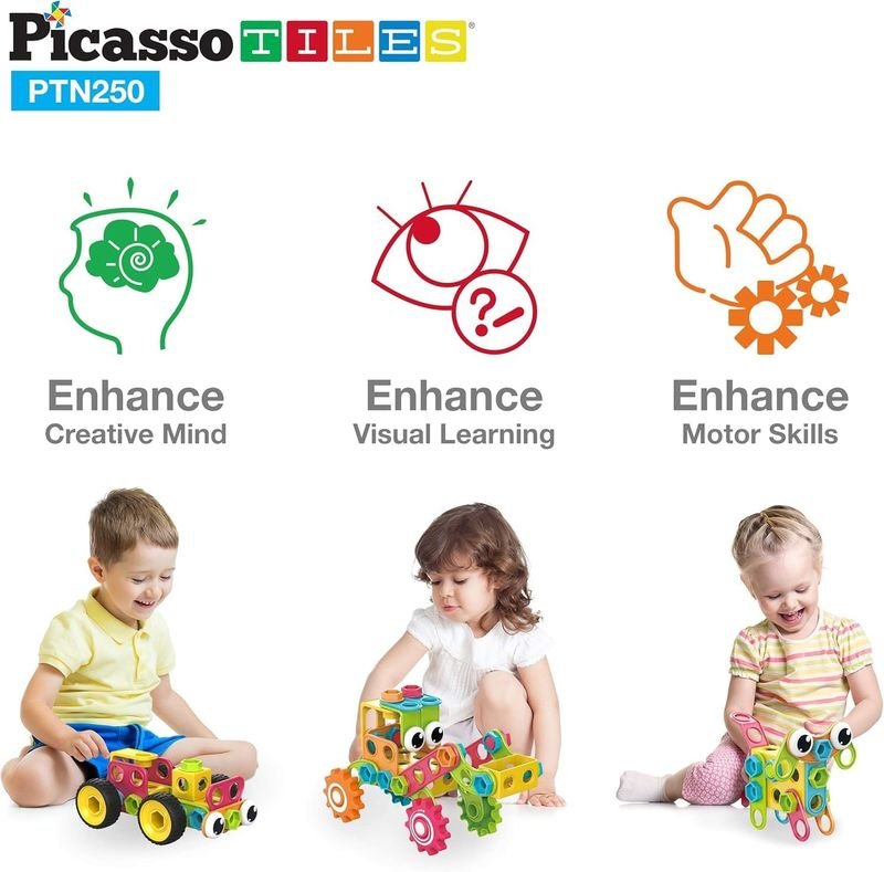 Picasso Magnetic Engineering Construction Building Set with Idea Book 250 - pieces - Marah Kids