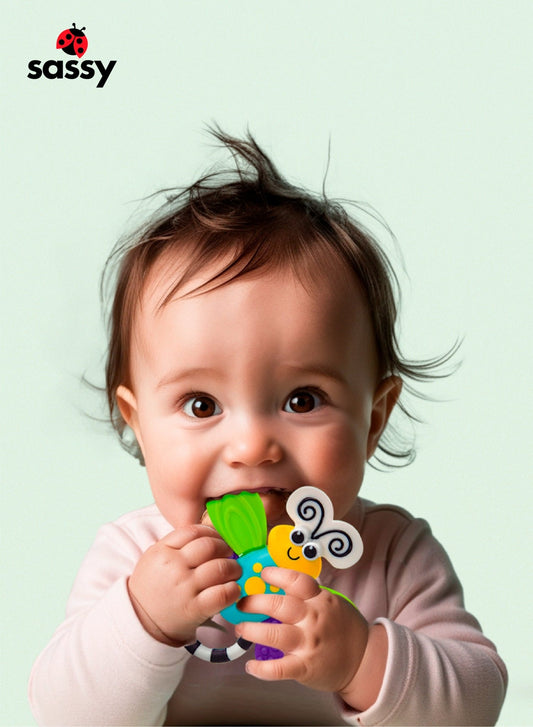 Flutterby Teether | BPA - Free Water - Filled Teething Toy for Infants 3+ Months | Multi - Textured | Easy Grip | Soothing Relief for Sore Gums | Safe for Babies | 12 x 20 cm - Marah Kids