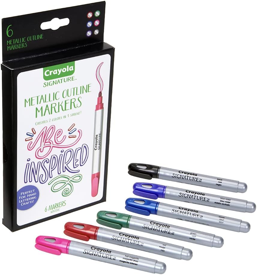 Crayola Signature Metallic Outline Paint Markers, 6 Count - Marah Kids