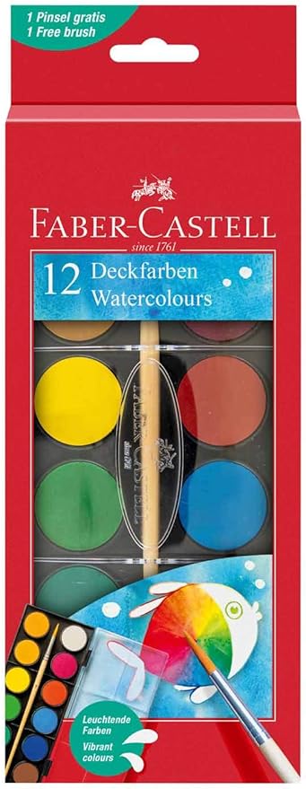 FABER-CASTELL WATERCOLORS 12 COLOR 30MM
