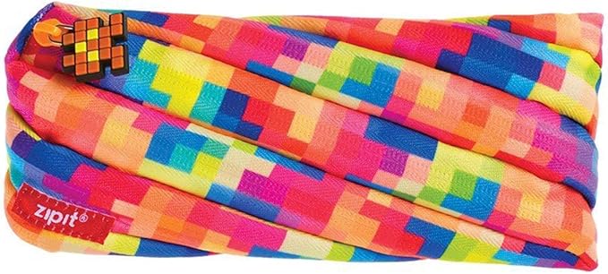 ZIPIT - Pixel Pencil Case for Kids, Large Capacity Pencil Pouch, Holds Up to 30 Pens, Made of One Long Zipper! (Multi) - Marah Kids