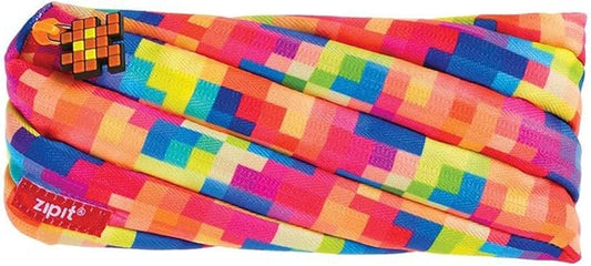 ZIPIT - Pixel Pencil Case for Kids, Large Capacity Pencil Pouch, Holds Up to 30 Pens, Made of One Long Zipper! (Multi) - Marah Kids