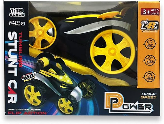 D - Power 1:18 2.4G R/C Mini Stunt Car 360 Degree Rolling Mini Tumbling Stunt Car – Yellow | Ideal for Ages 3+ up - Marah Kids